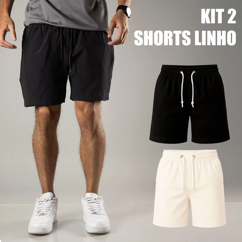 Kit 2 Shorts em Linho Premium