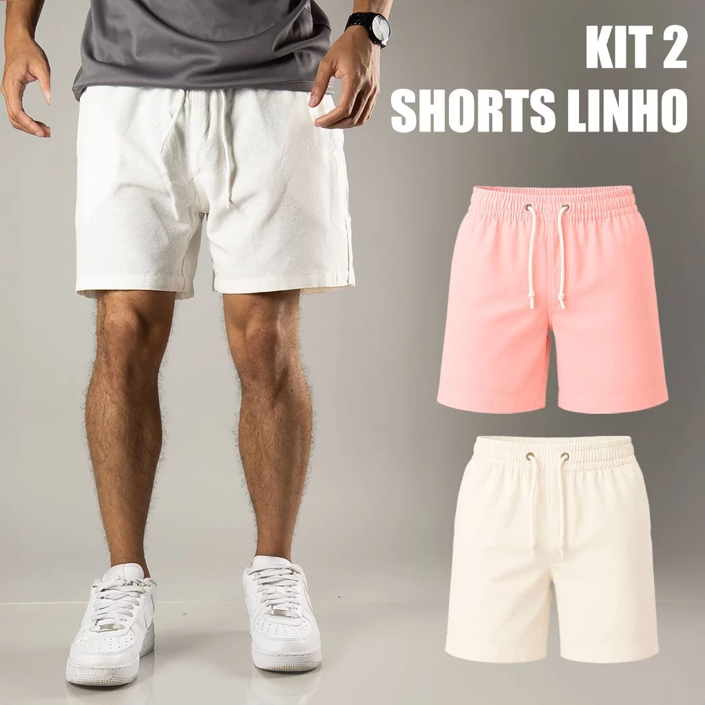 Kit 2 Shorts em Linho Premium