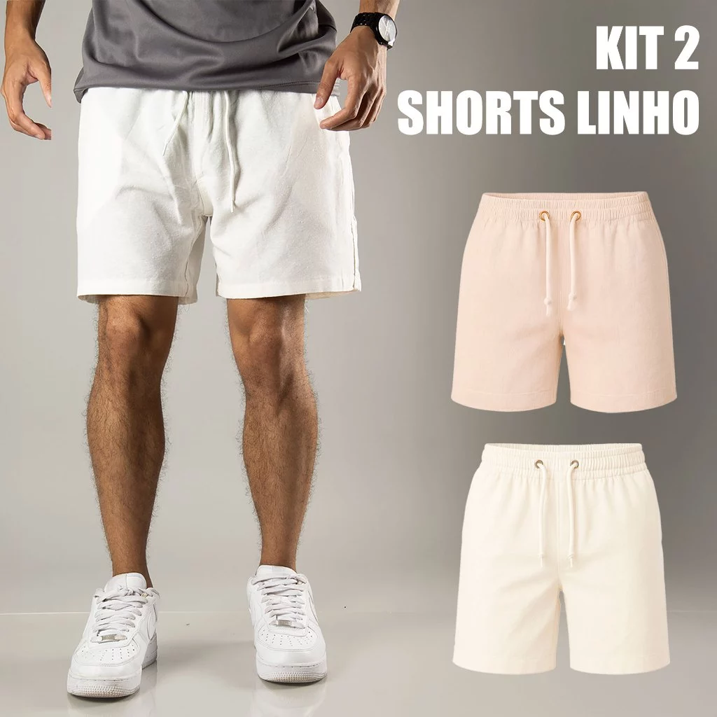 Kit 2 Shorts em Linho Premium