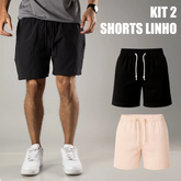 Kit 2 Shorts em Linho Premium