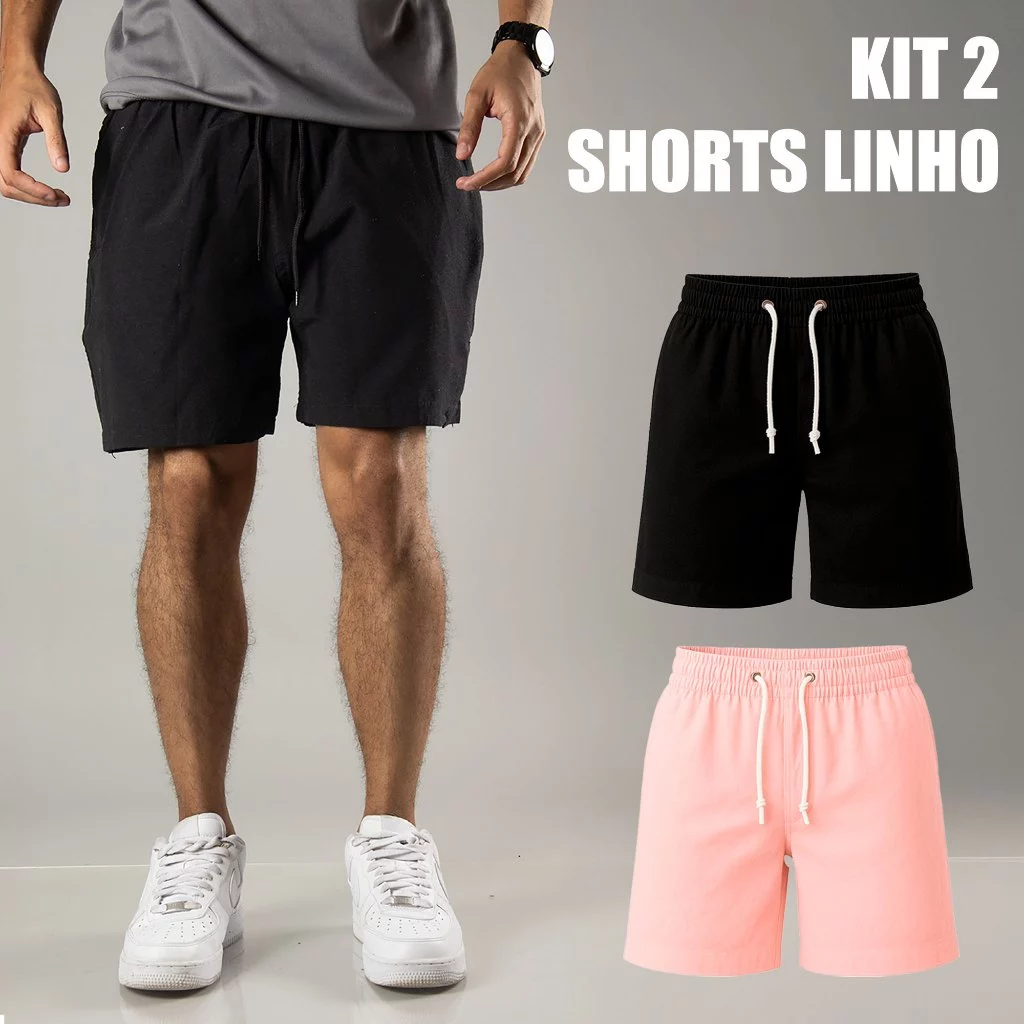 Kit 2 Shorts em Linho Premium