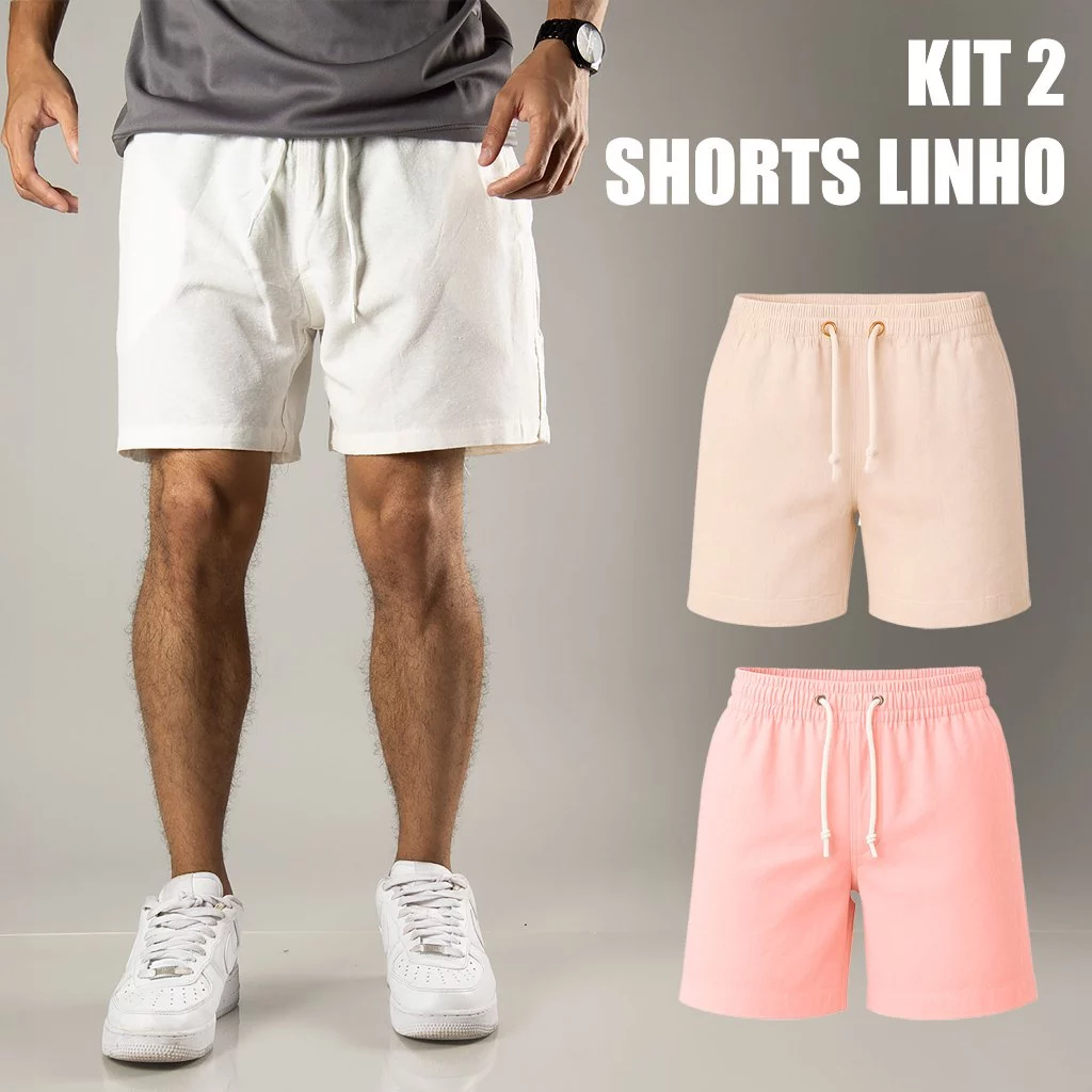 Kit 2 Shorts em Linho Premium