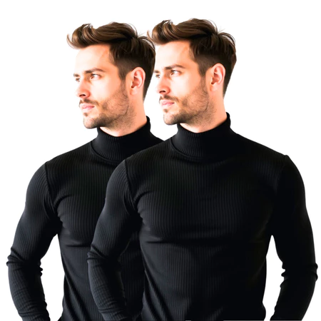 Kit com 2 Blusa Cacharréu Masculina Canelada Manga Longa Suéter Gola Alta de Frio