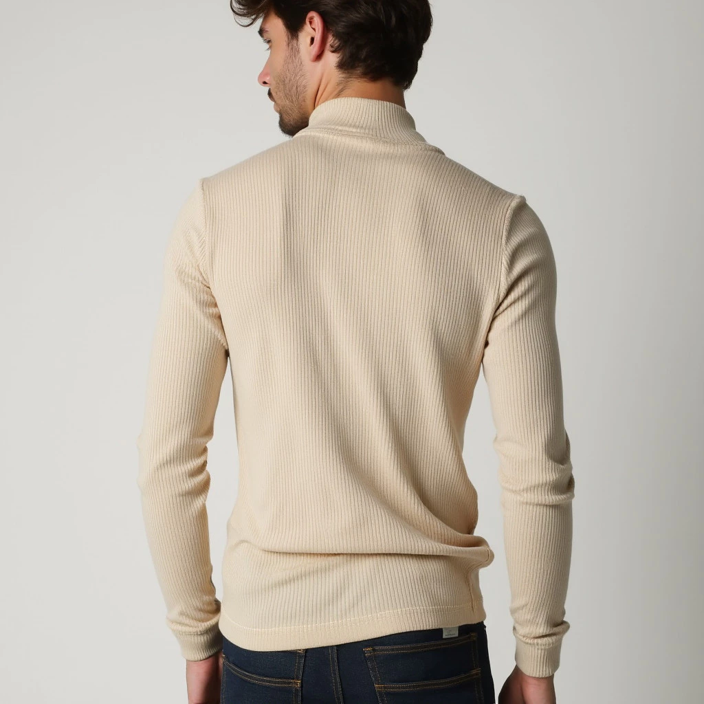 Kit com 2 Blusa Cacharréu Masculina Canelada Manga Longa Suéter Gola Alta de Frio