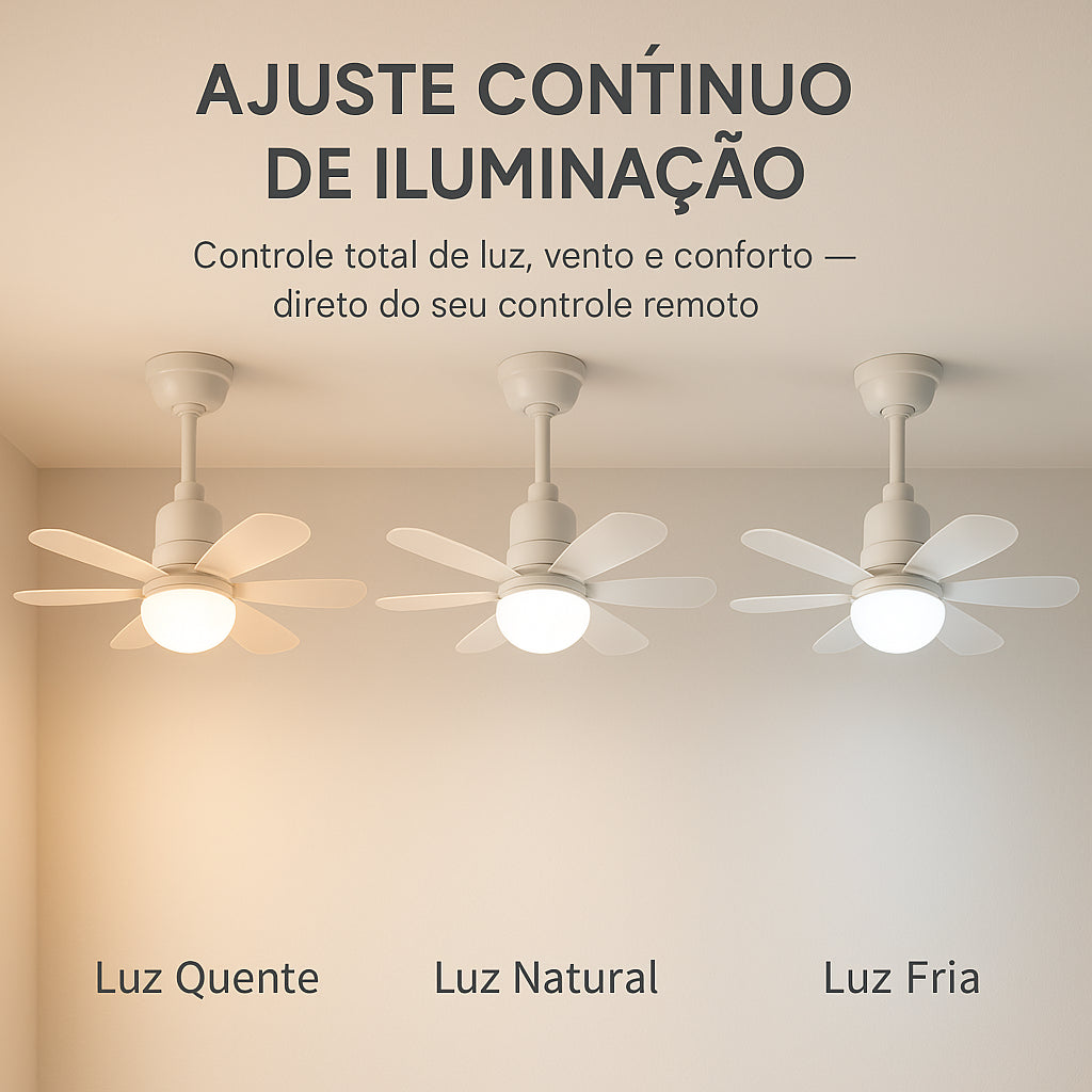 Ventilador + Iluminação LED em 1 Só Produto