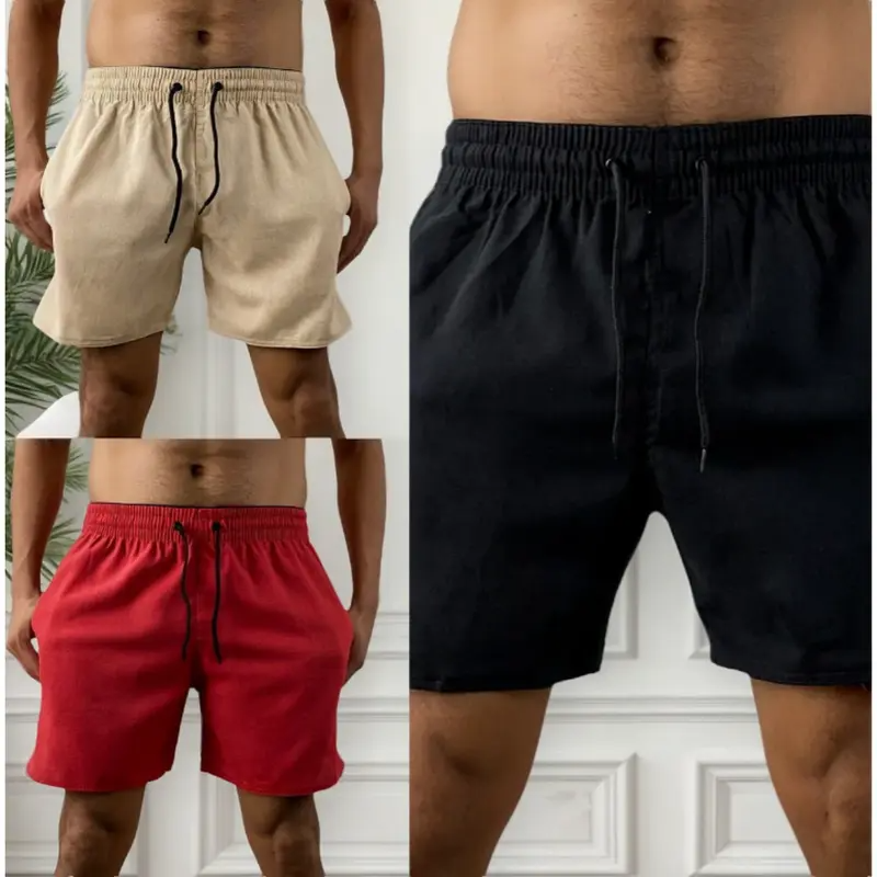 Kit 3 short bermudas em LINHO PREMUM - LEVE 3 PAGUE 1
