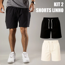 Kit 2 Shorts em Linho Premium
