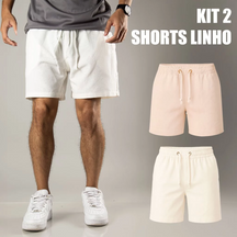 Kit 2 Shorts em Linho Premium