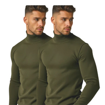 Kit com 2 Blusa Cacharréu Masculina Canelada Manga Longa Suéter Gola Alta de Frio