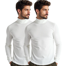 Kit com 2 Blusa Cacharréu Masculina Canelada Manga Longa Suéter Gola Alta de Frio