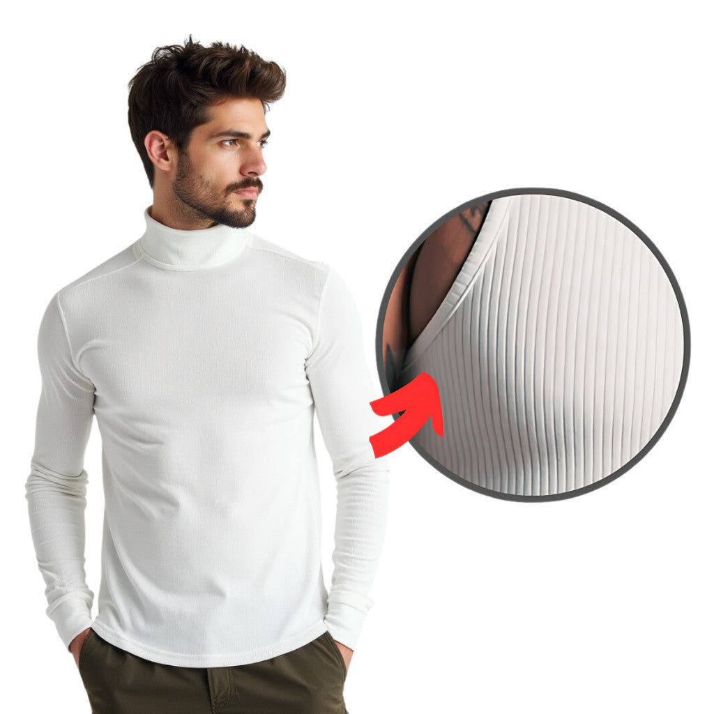 Kit com 2 Blusa Cacharréu Masculina Canelada Manga Longa Suéter Gola Alta de Frio