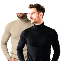 Kit com 2 Blusa Cacharréu Masculina Canelada Manga Longa Suéter Gola Alta de Frio