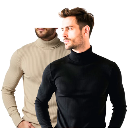 Kit com 2 Blusa Cacharréu Masculina Canelada Manga Longa Suéter Gola Alta de Frio